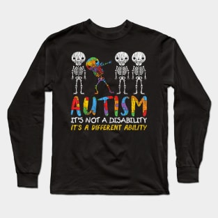 Autism Awerness Skeleton Dabbing Autistic Kids Awareness Long Sleeve T-Shirt